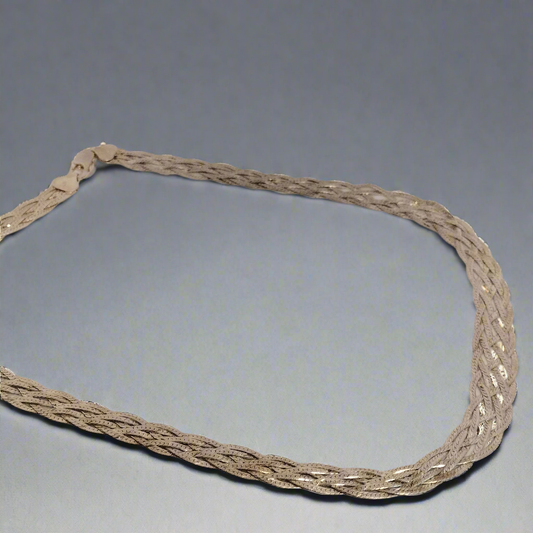Sterling Silver Braided Herringbone Necklace