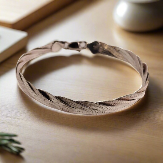 Sterling Silver Braided Herringbone Bracelet