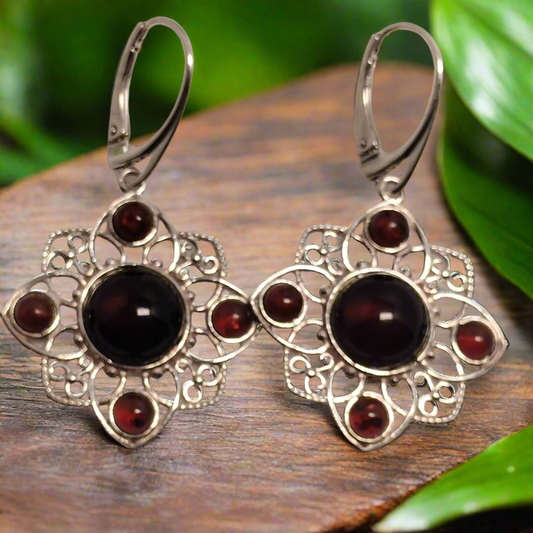 Sterling Silver Garnet Earrings