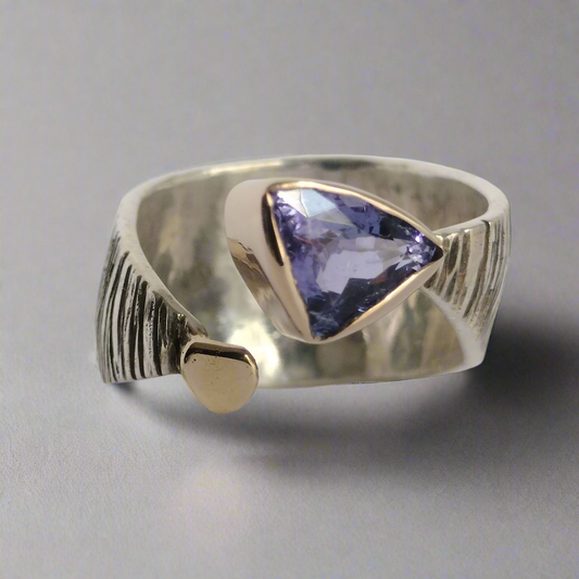 Sterling Silver and 14k Gold Tanzanite Ring