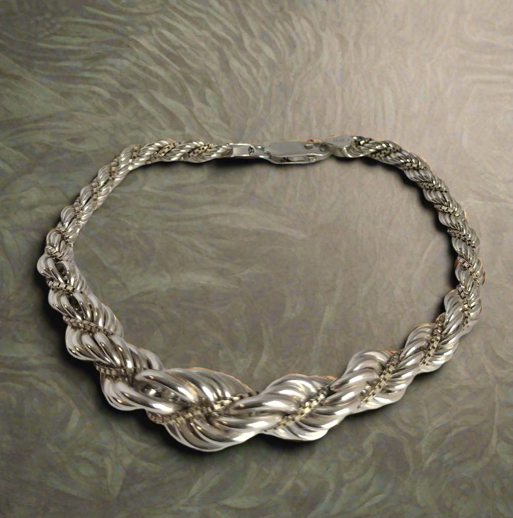Sterling Silver Rope and Box Bracelet