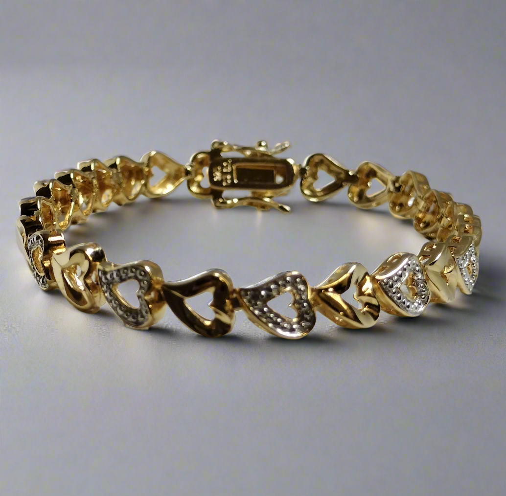 Sterling Silver Gold Plated Diamond Tennis Bracelet