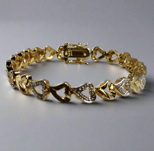 Sterling Silver Gold Plated Diamond Tennis Bracelet