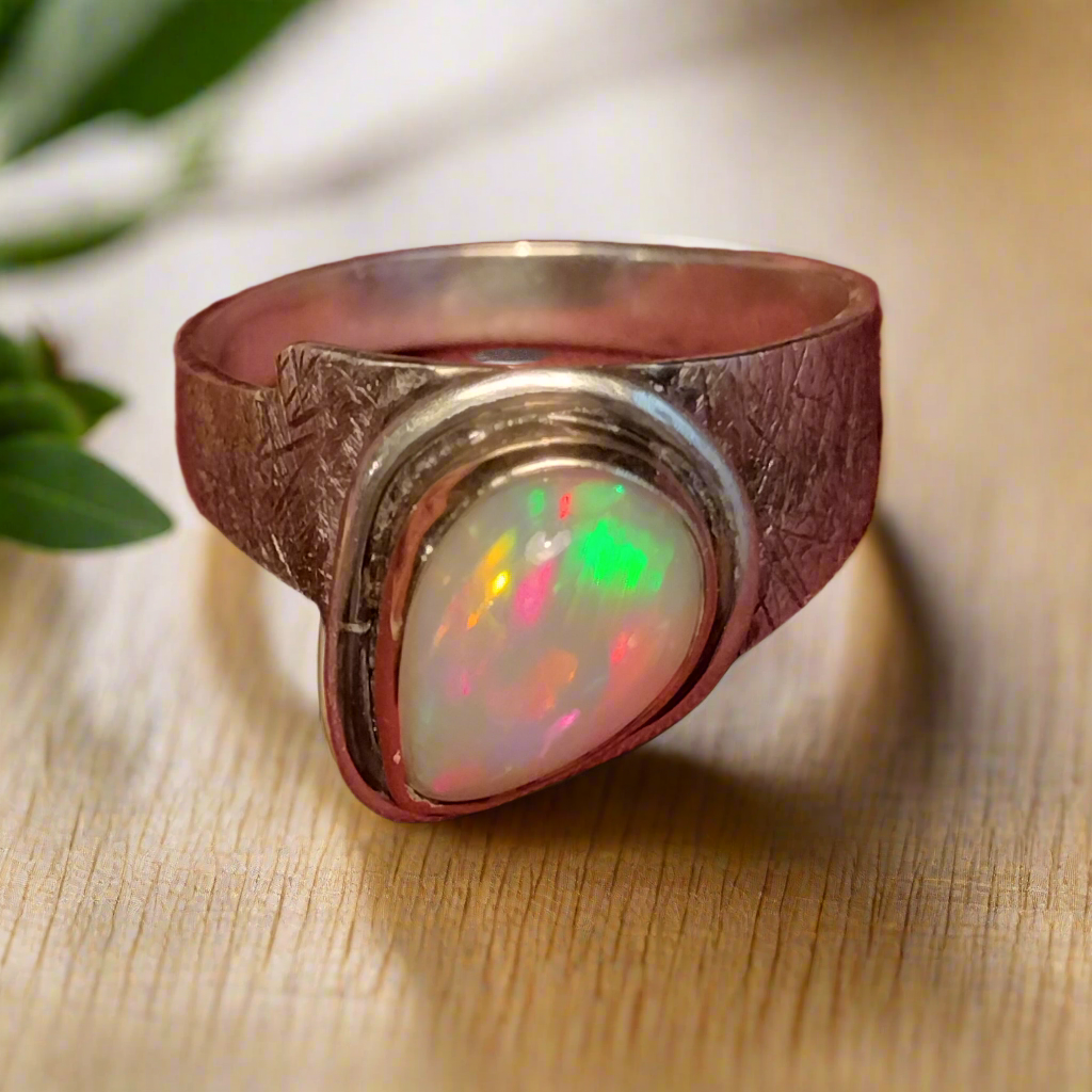 Sterling Silver and 14k Gold Opal ring