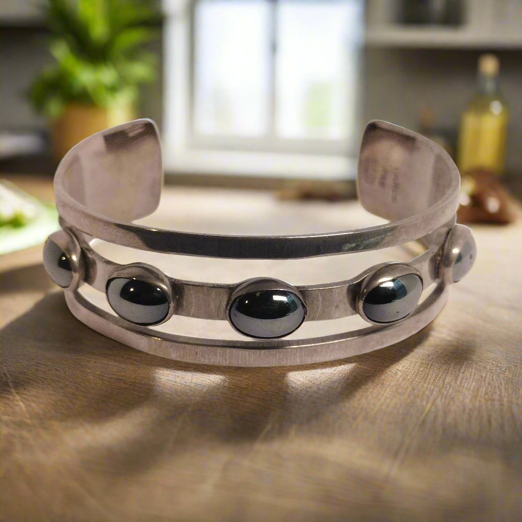 Sterling Silver Hematite Cuff Bracelet