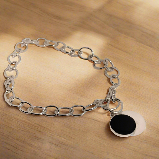 Sterling Silver Enamel Pendant and Necklace