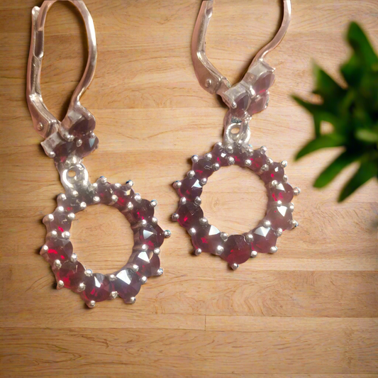 Sterling Silver Garnet Earrings