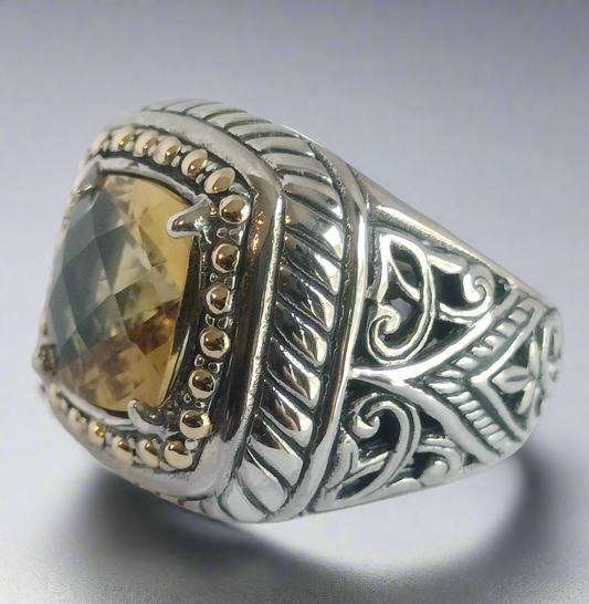 Sterling Silver and 18k Gold Citrine Ring