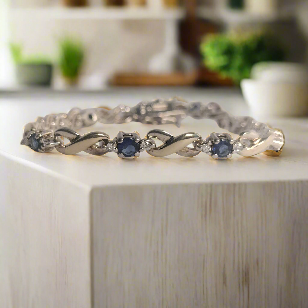 Sterling Silver Sapphire Tennis Bracelet