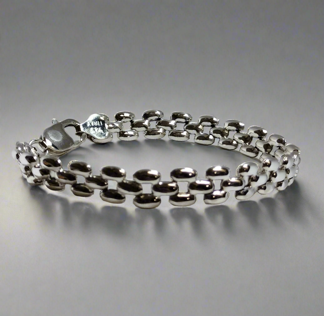 Sterling Silver Brick Link Bracelet