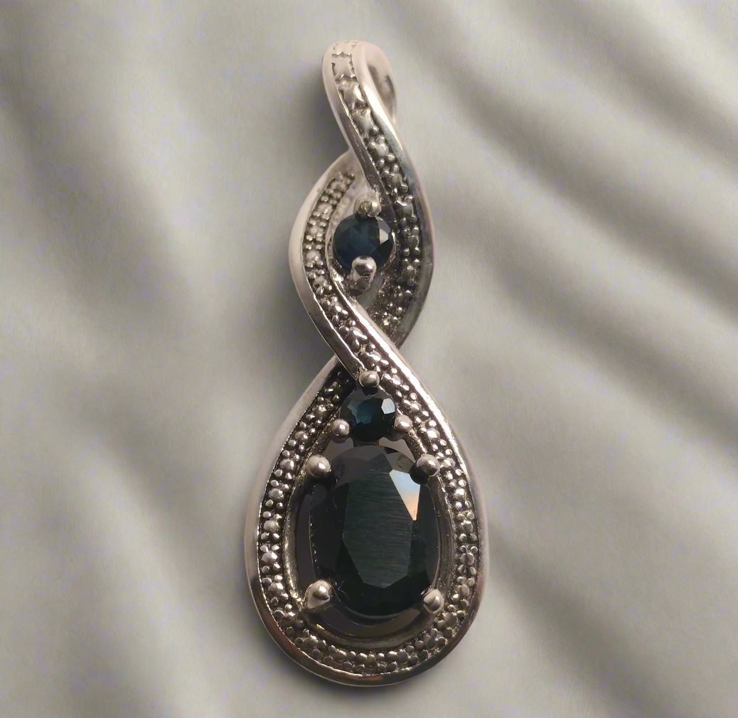 Sterling Silver Blue Sapphire Pendant