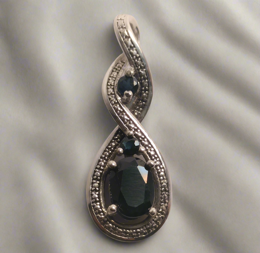 Sterling Silver Blue Sapphire Pendant