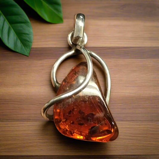 Sterling Silver Amber Pendant