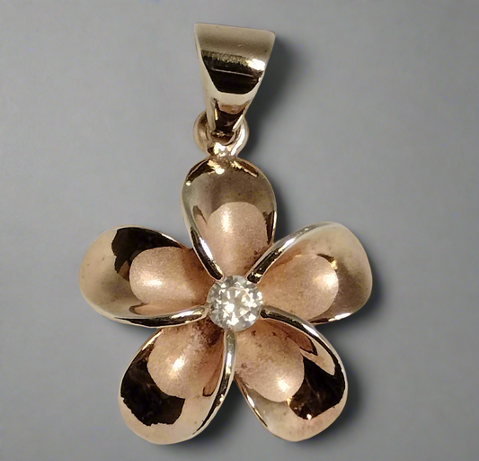 Sterling Silver Rose Gold Plated Cubic Zirconia Pendant