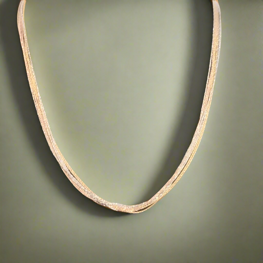 Sterling Silver Tricolor Tinsel Necklace