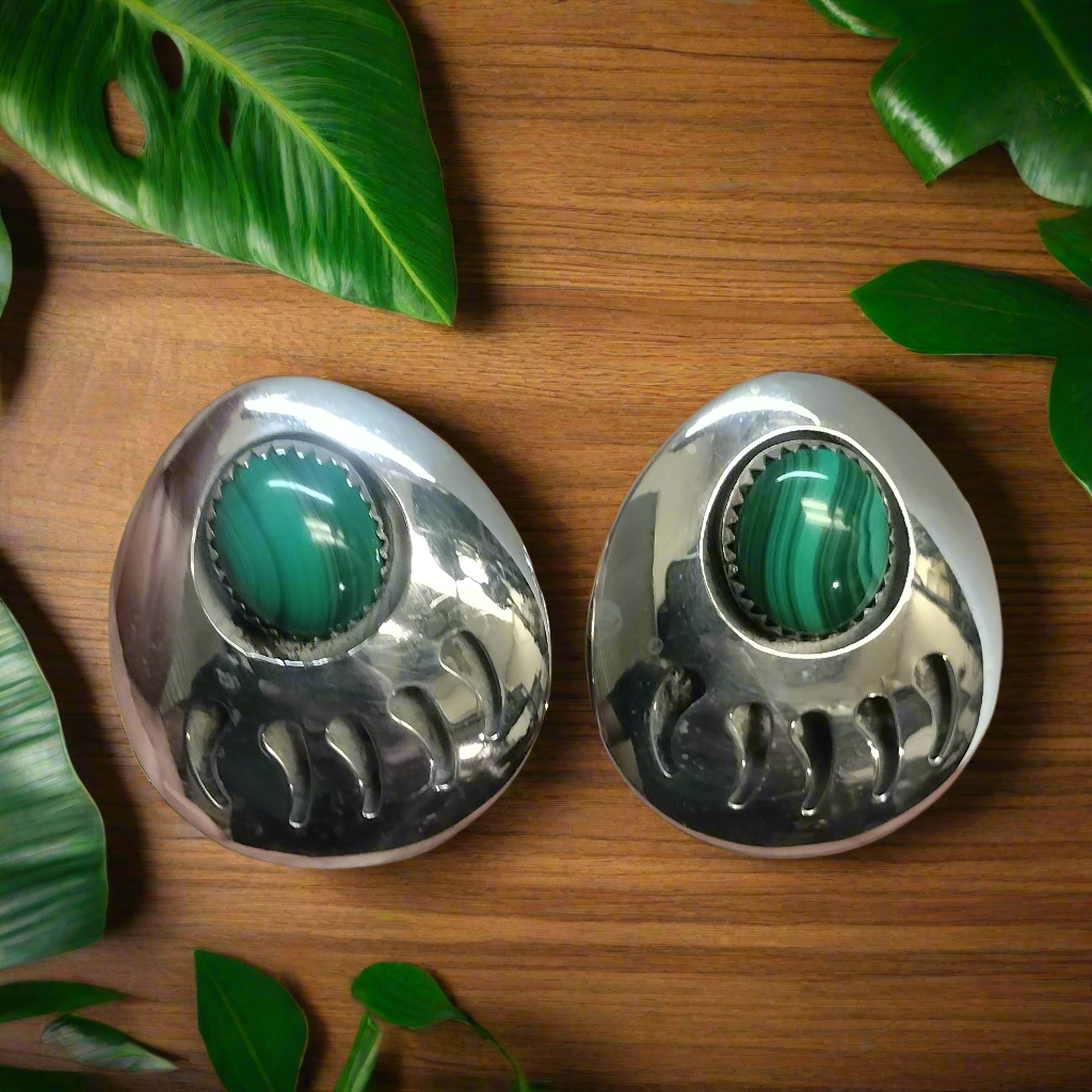 Sterling Silver Malachite Earrings