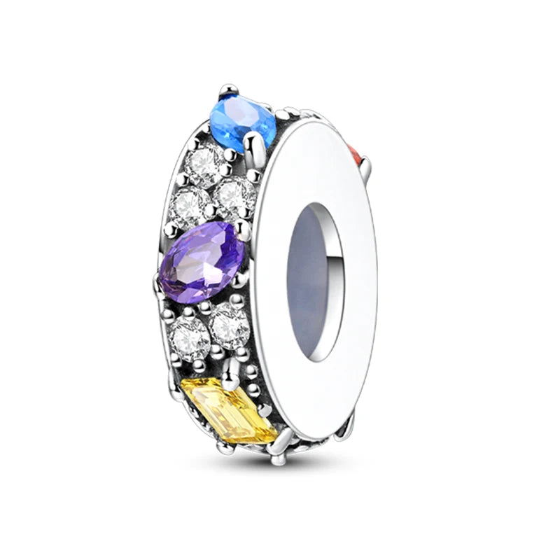 100% 925 Sterling Silver Rainbow Zircon Colorful Butterfly Dragon Shaped Silicone Stopper Charms Beads Fit DIY Bracelets Jewelry