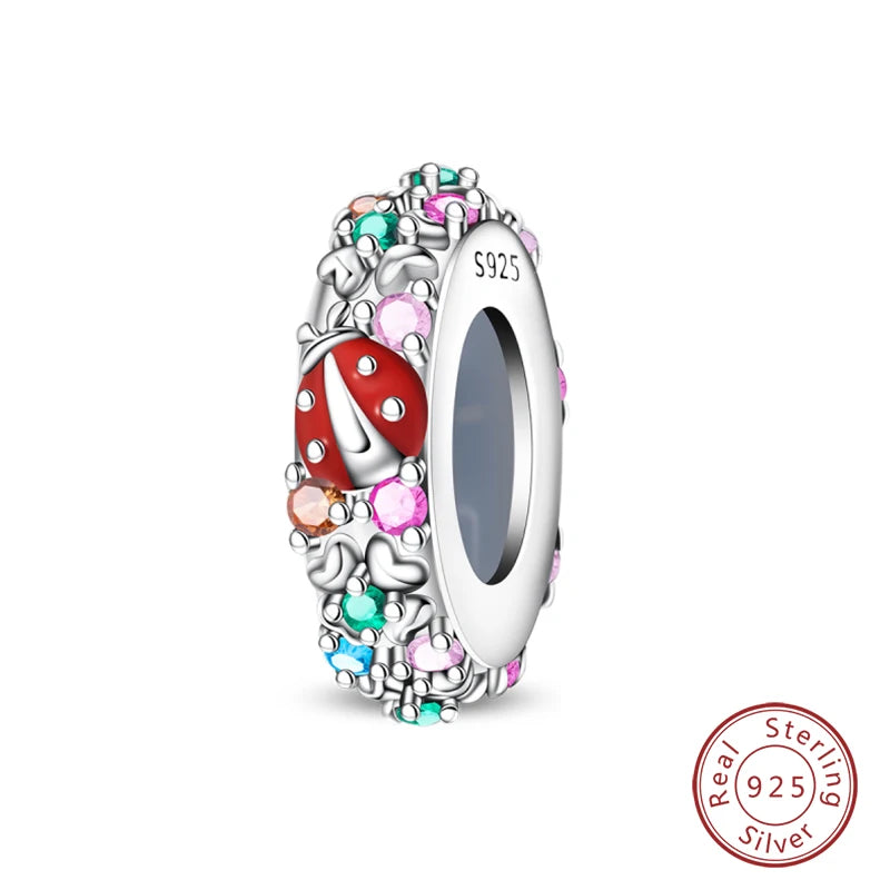 100% 925 Sterling Silver Rainbow Zircon Colorful Butterfly Dragon Shaped Silicone Stopper Charms Beads Fit DIY Bracelets Jewelry