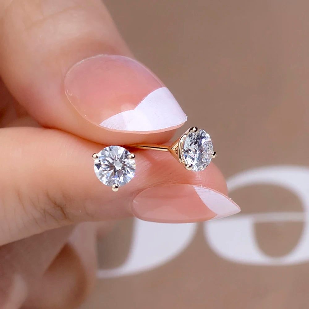 A pair 0.6-1.2CT Lab Grown Diamond Stud Earrings Round Cut 3 Prong Screw Back 14K Gold Jewelry for Women No IGI certificate