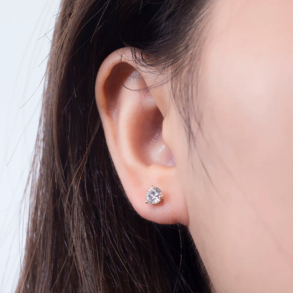 A pair 0.6-1.2CT Lab Grown Diamond Stud Earrings Round Cut 3 Prong Screw Back 14K Gold Jewelry for Women No IGI certificate