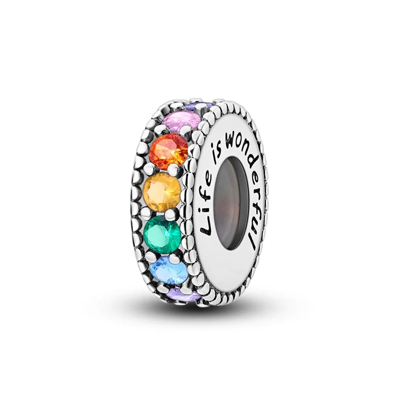 100% 925 Sterling Silver Rainbow Zircon Colorful Butterfly Dragon Shaped Silicone Stopper Charms Beads Fit DIY Bracelets Jewelry