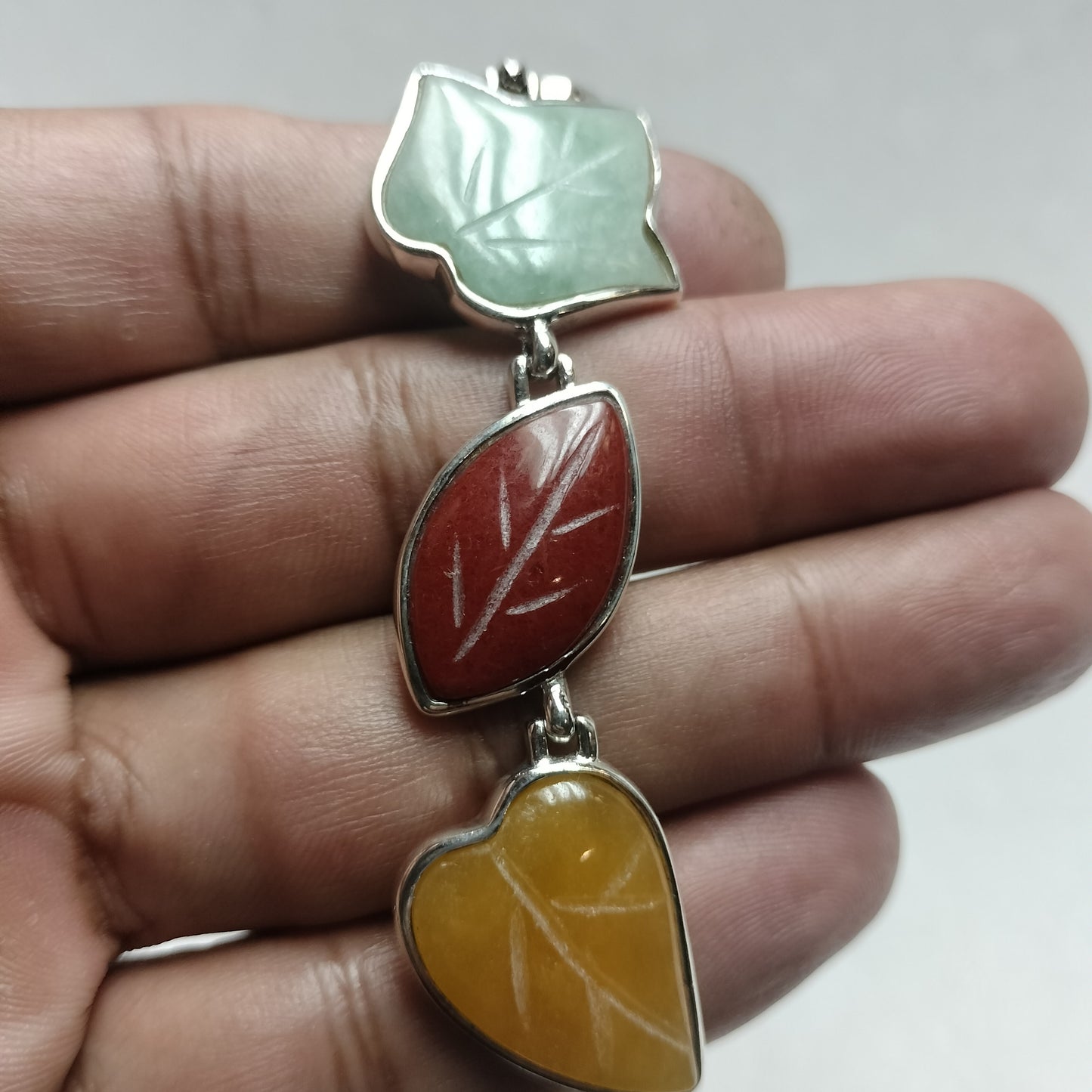 Multicolored Jade Sterling Silver Bracelet