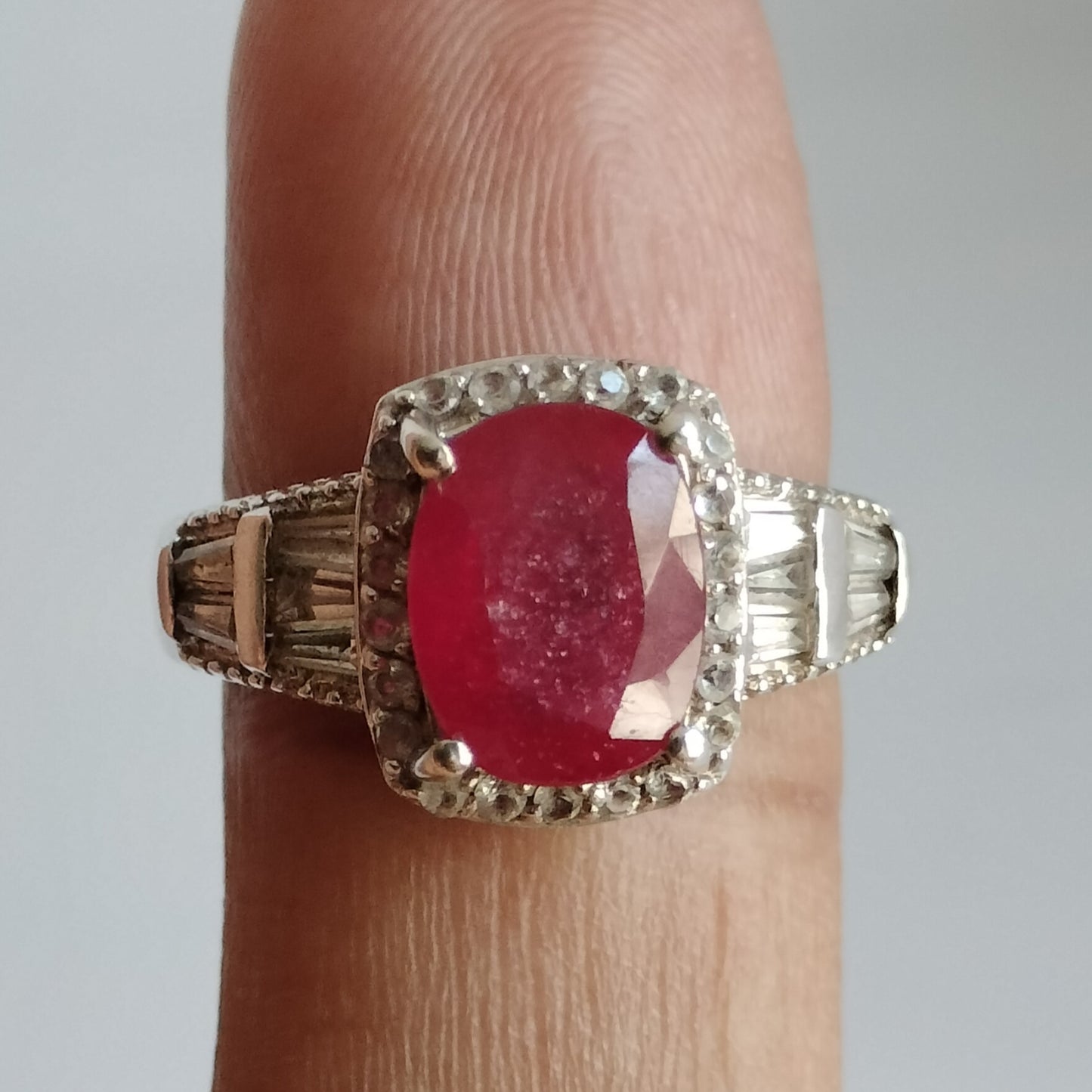 Sterling Silver Ruby and Topaz Ring
