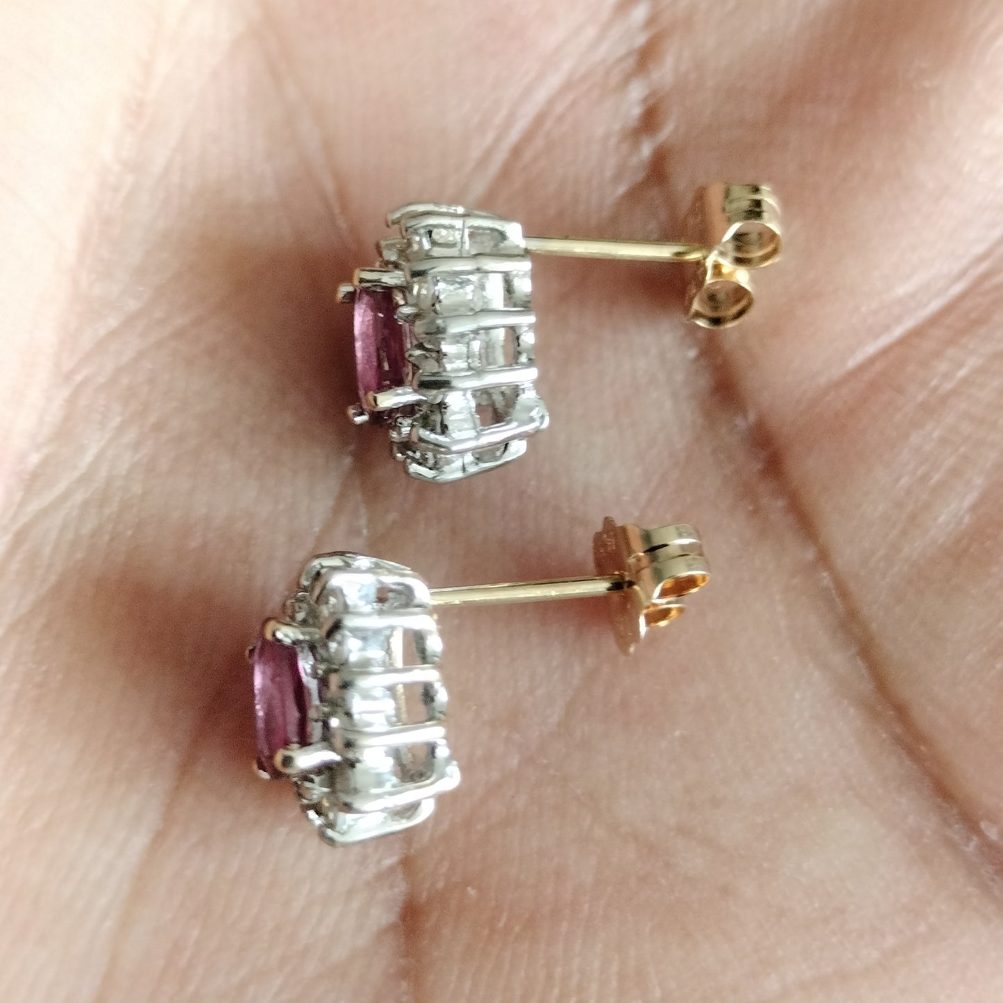 14k Gold Ruby and Diamond Earrings