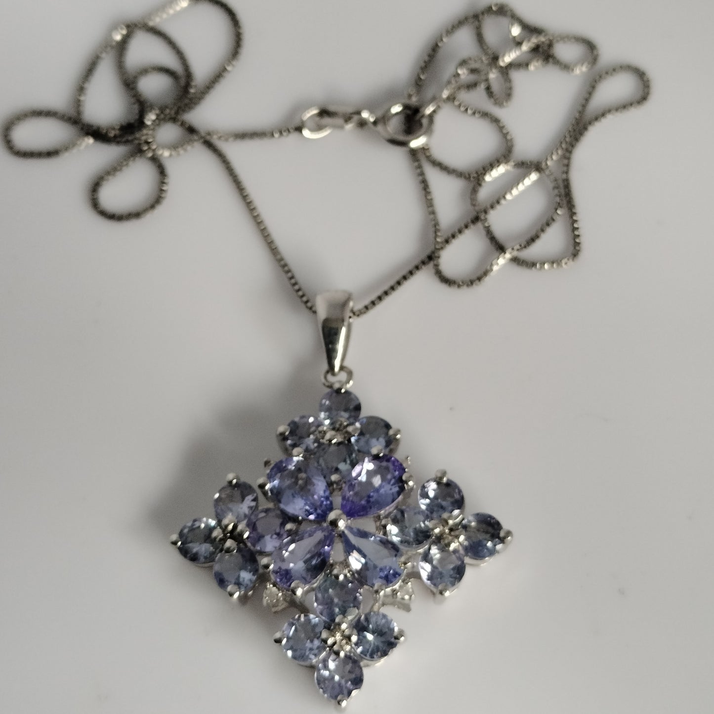 Sterling Silver Natural Tanzanite Pendant and Chain