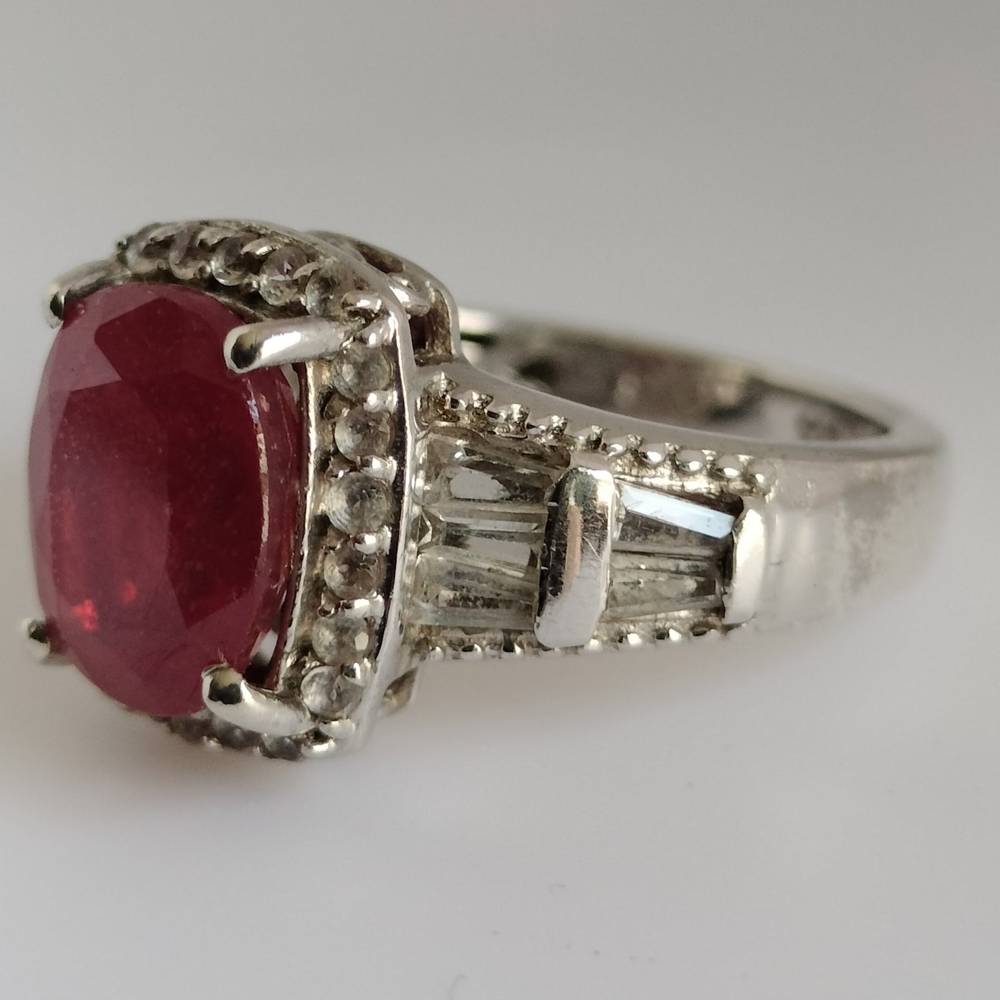 Sterling Silver Ruby and Topaz Ring