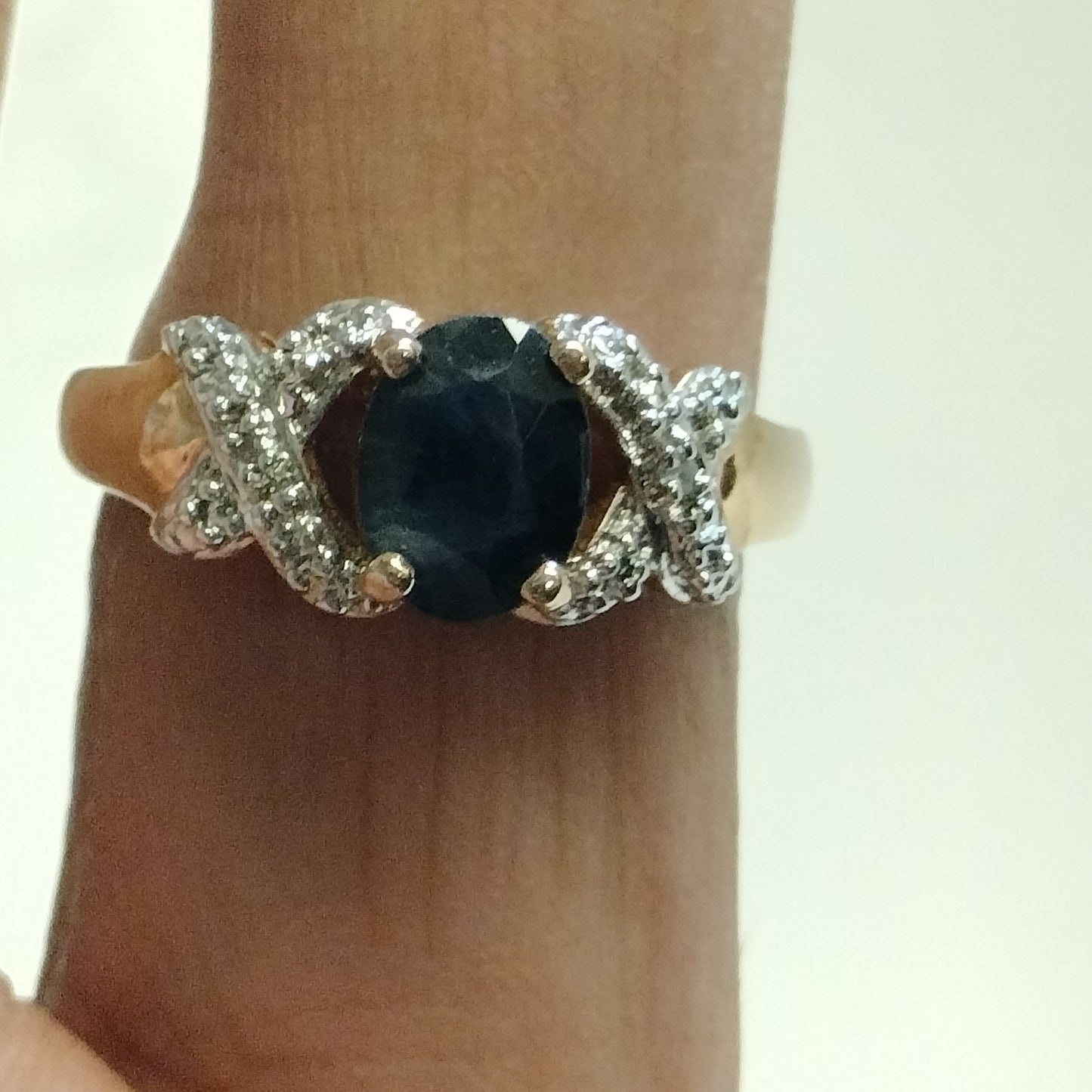 Sterling Silver Gold Plated Sapphire and Diamond Ring