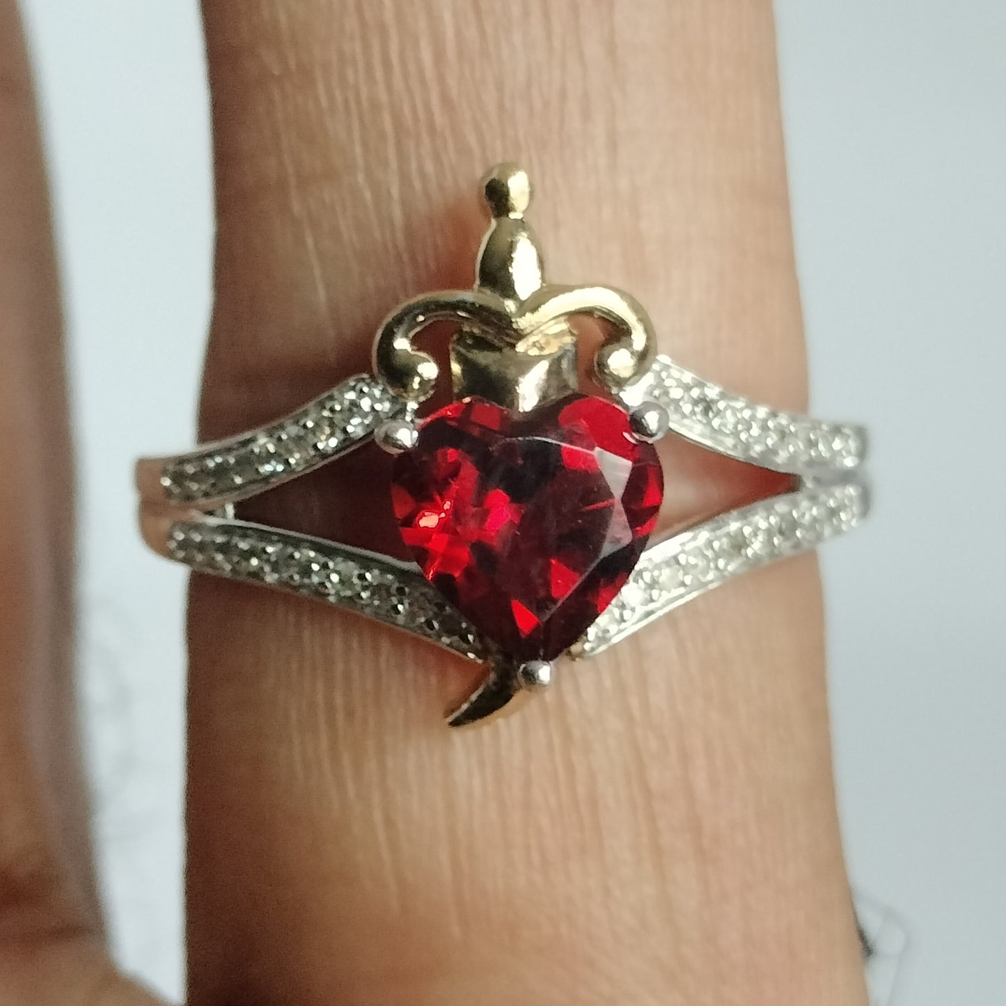 Disney Heart and Dagger Garnet and Diamond Ring