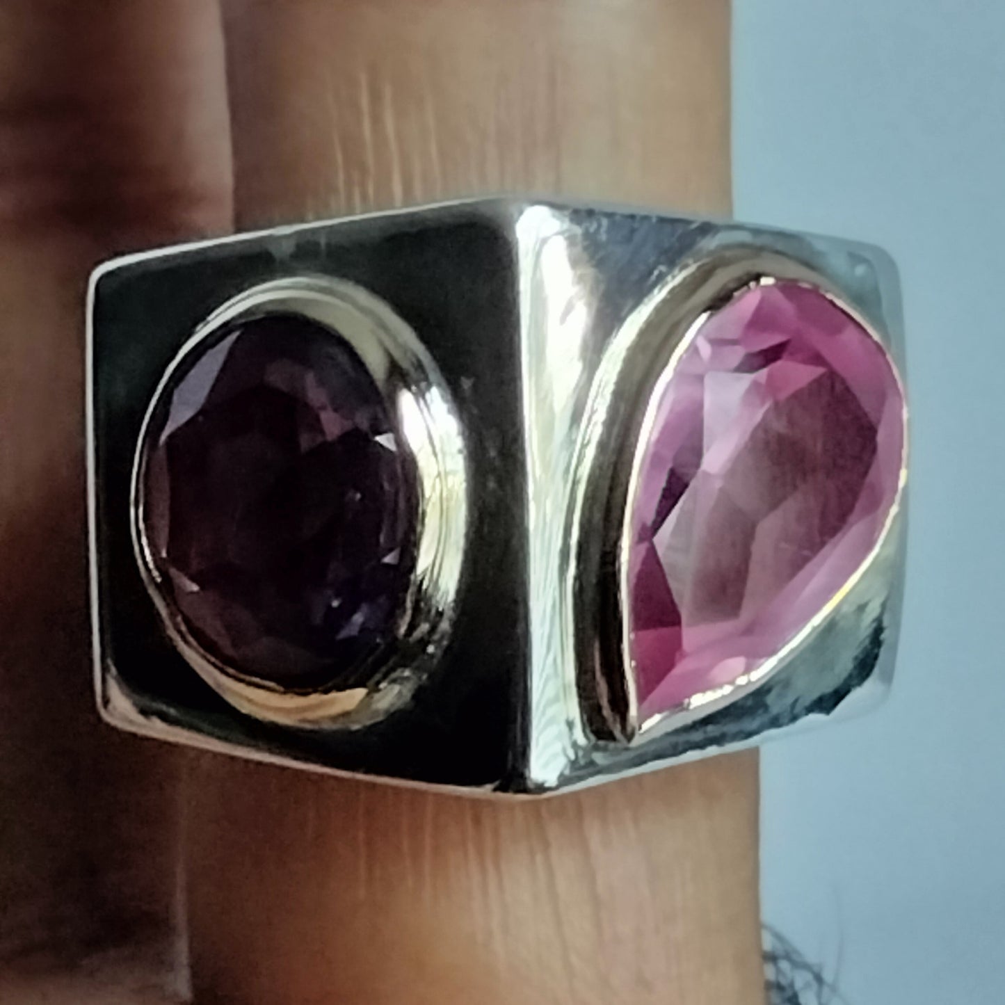 Sterling Silver and 10k Gold Sapphire Ring
