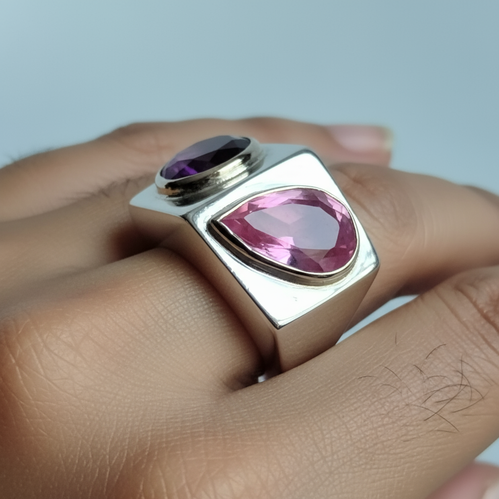 Sterling Silver and 10k Gold Sapphire Ring