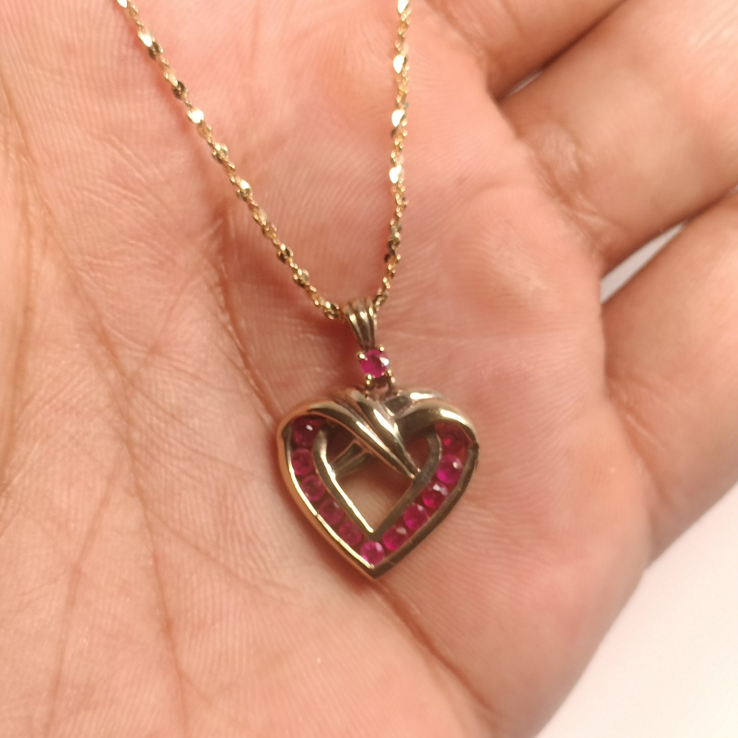 Sterling Silver Ruby Pendant and Chain