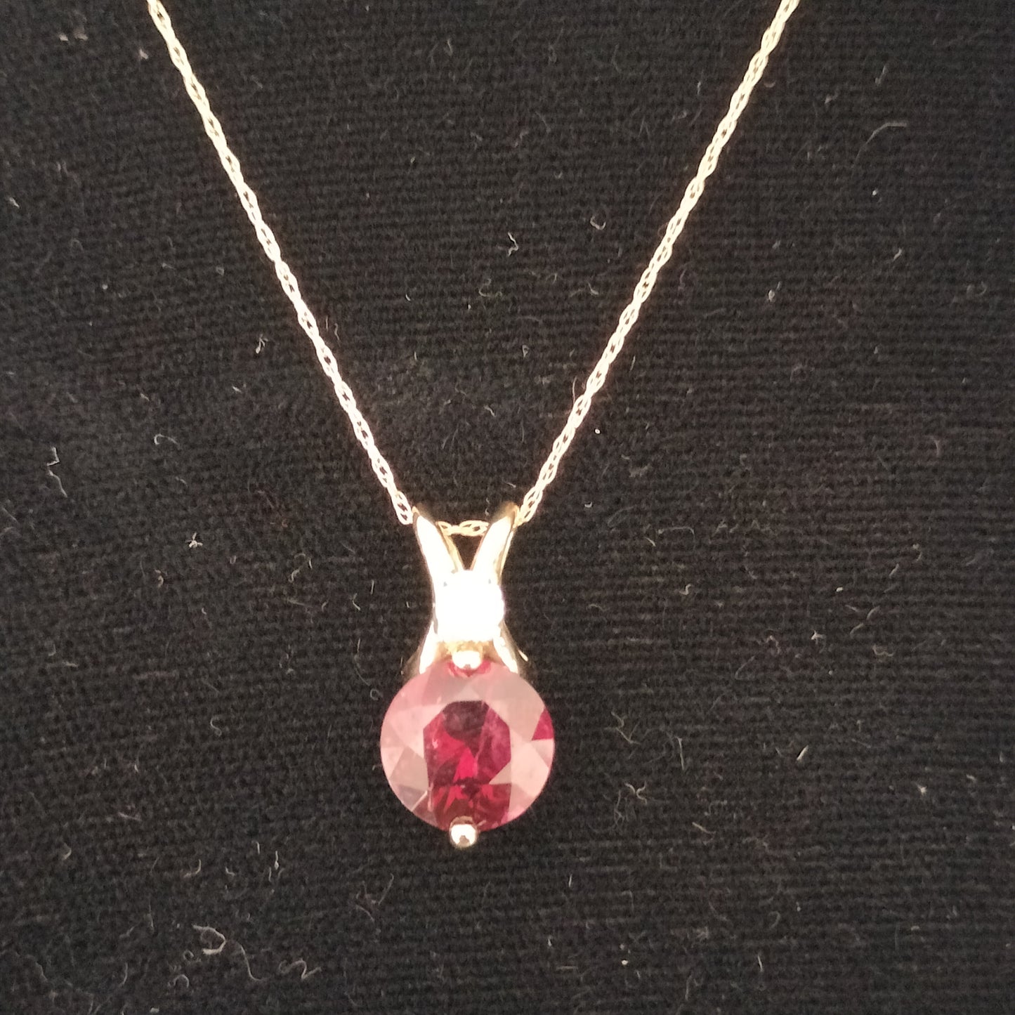 14k Gold Spinel and Diamond Pendant and Chain