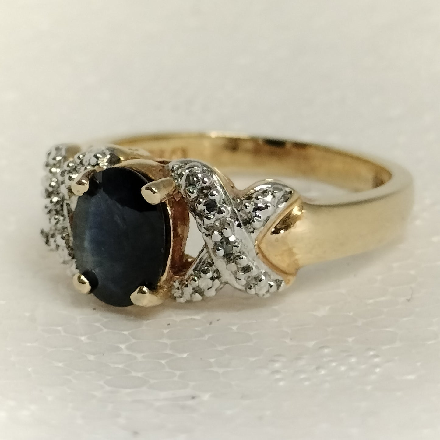 Sterling Silver Gold Plated Sapphire and Diamond Ring