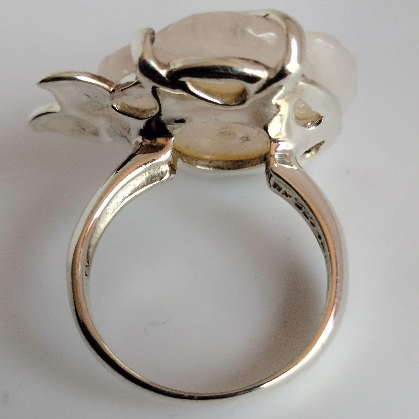 Sterling Silver Rose Quartz Rose Ring