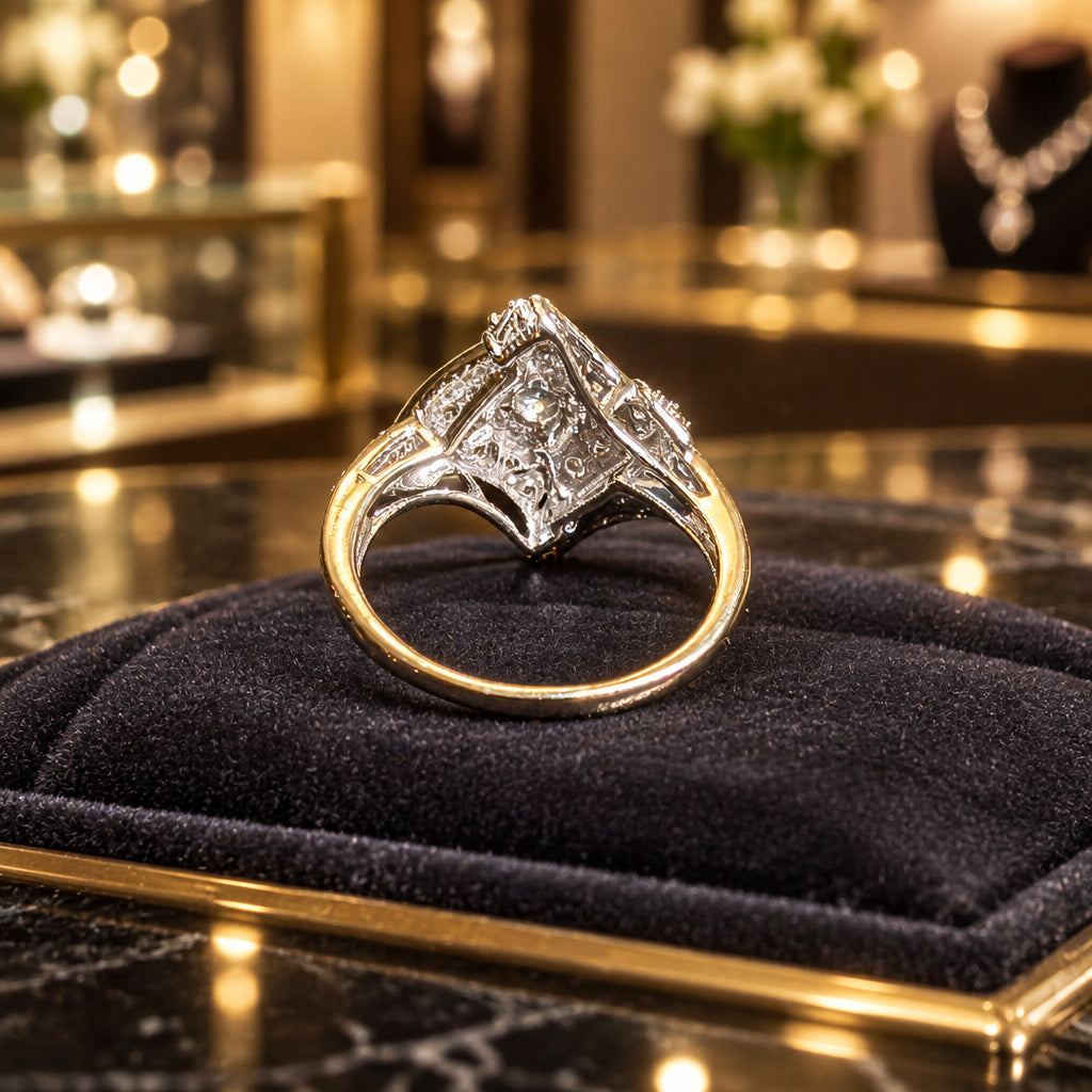 10k Gold Blue Topaz and Diamond Ring