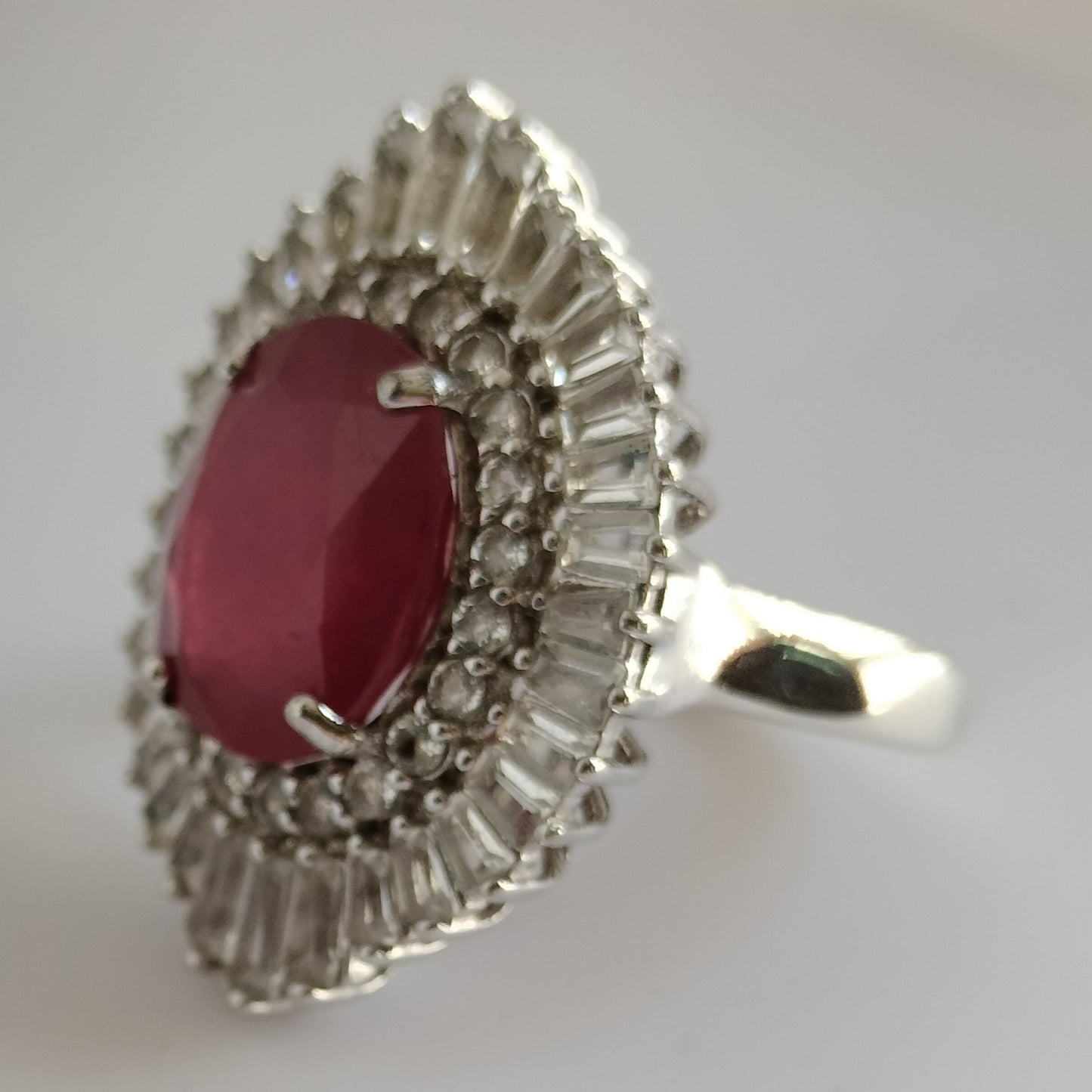 Sterling Silver Ruby and Cubic Zirconia Ring