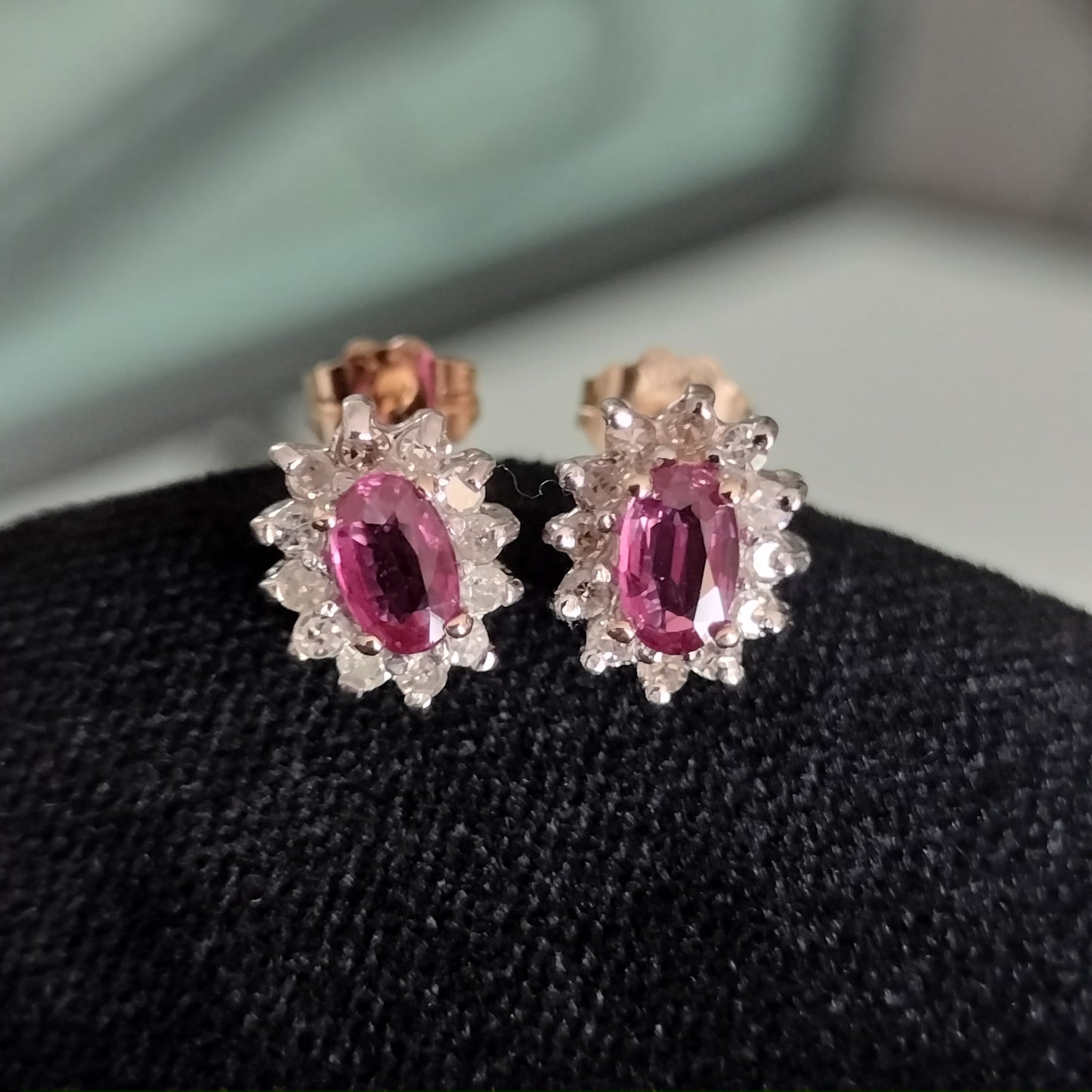 14k Gold Ruby and Diamond Earrings