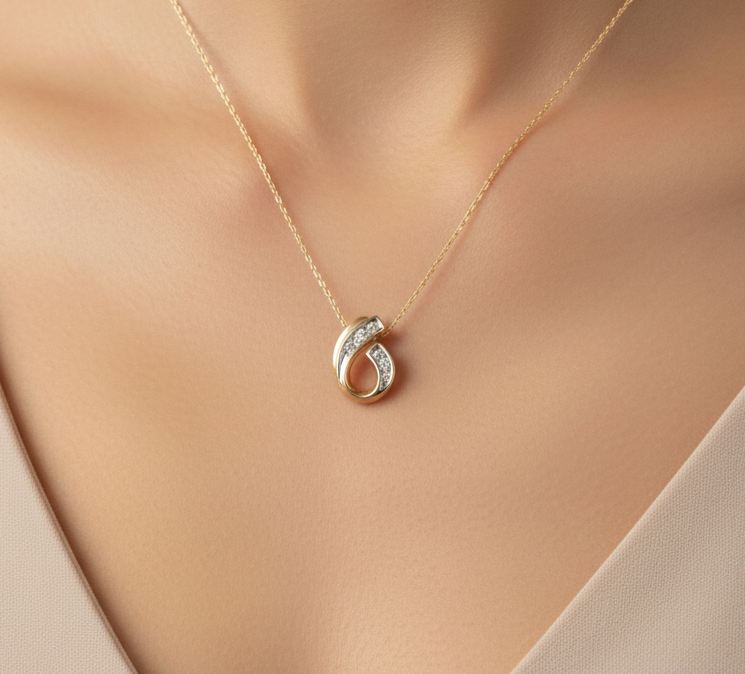 10k Gold Diamond Pendant and Chain