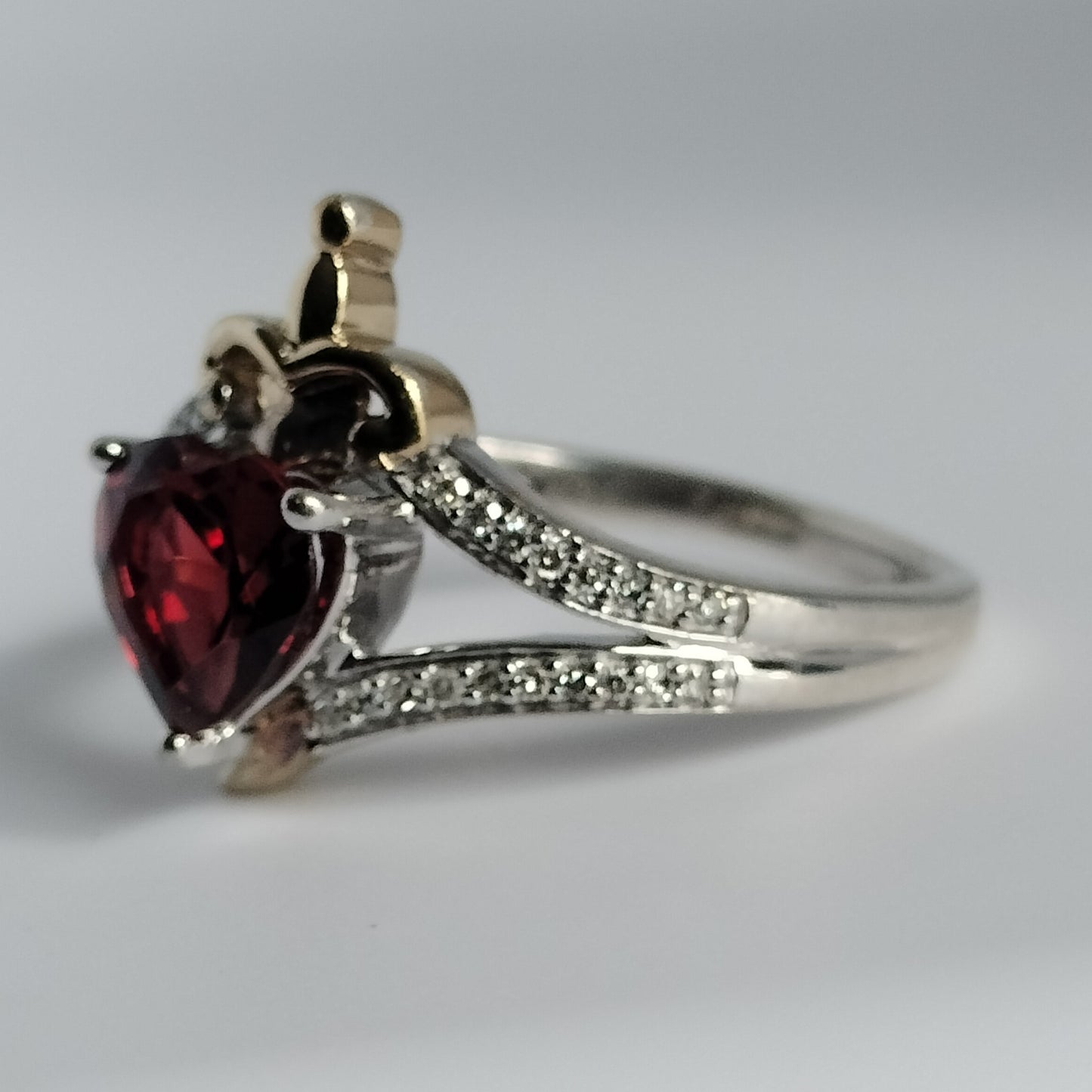 Disney Heart and Dagger Garnet and Diamond Ring