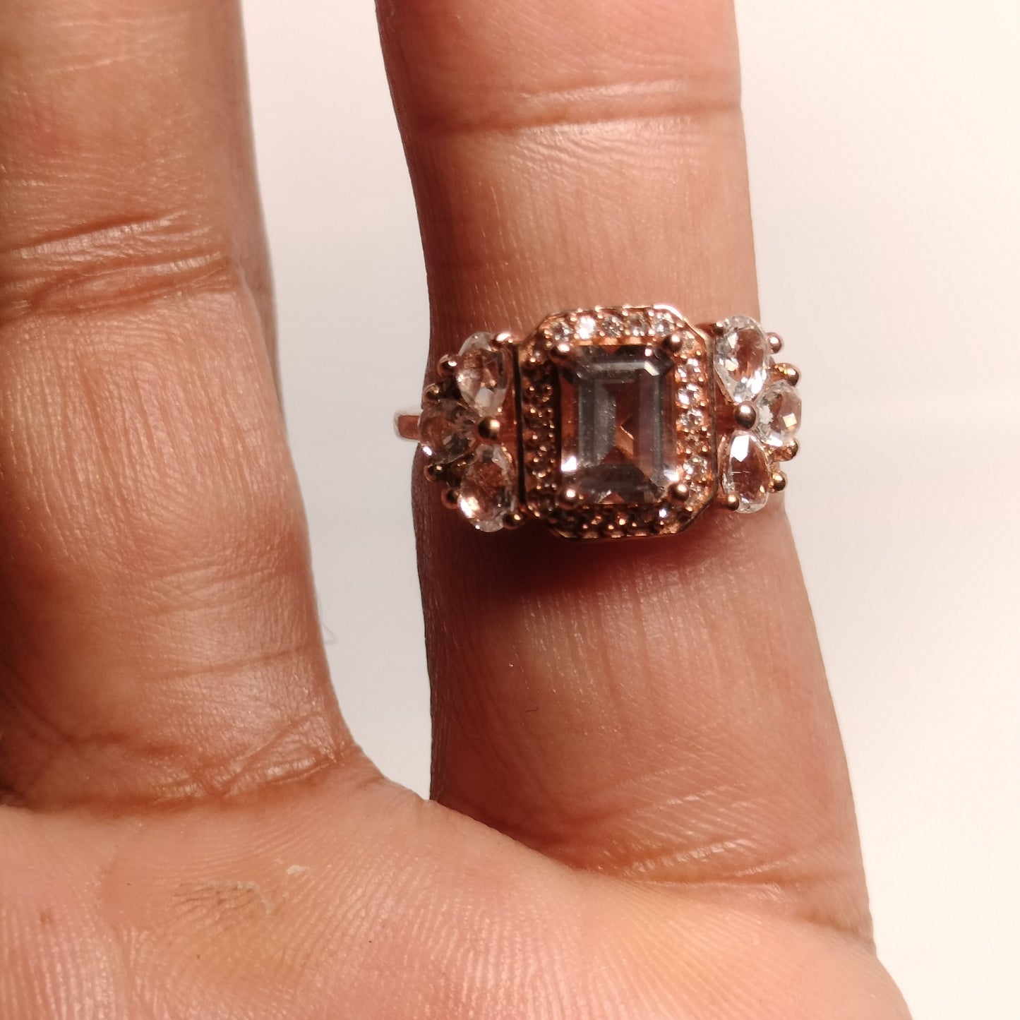 Sterling Silver Rose Gold Plated Topaz Ring