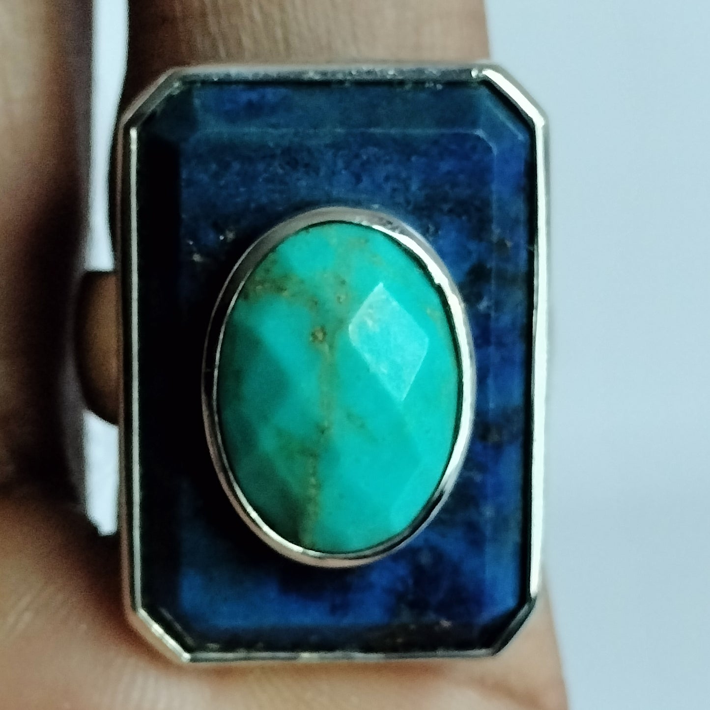 Sterling Silver Turquoise and Lapis Ring