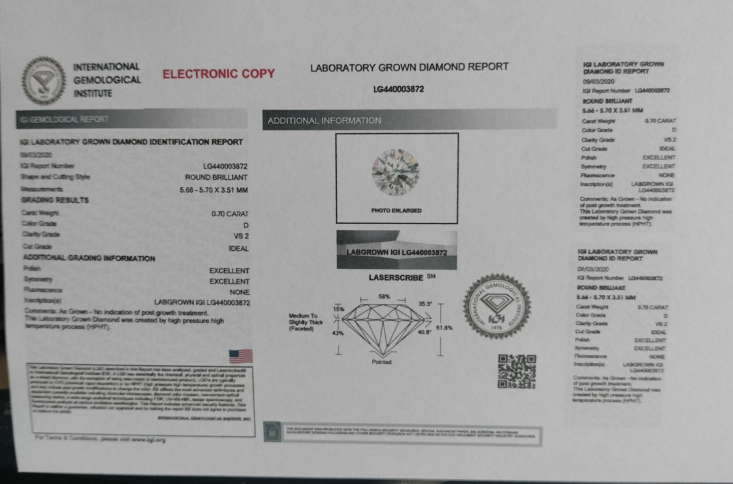 .70 Carat Diamond (Lab Grown)