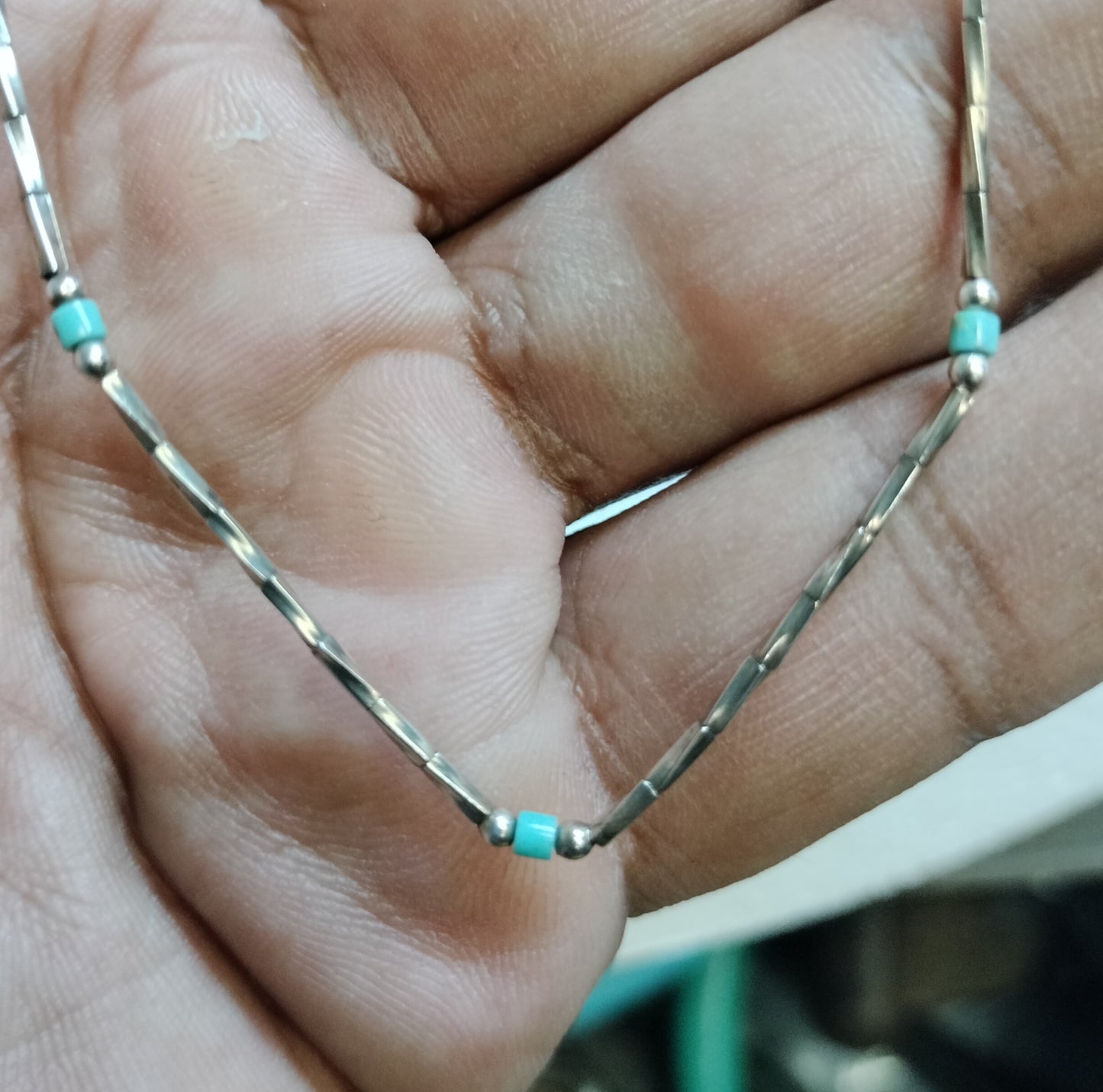 Sterling Silver liquid Turquoise Necklace