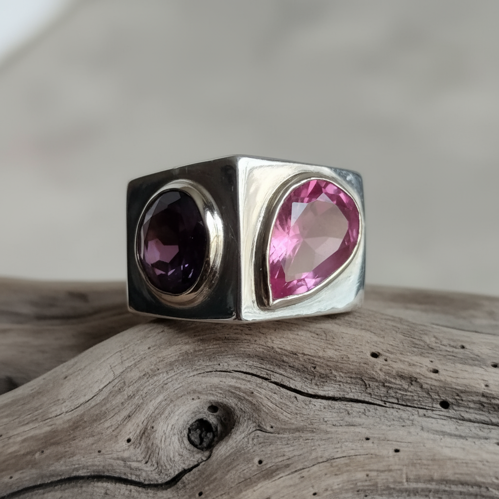 Sterling Silver and 10k Gold Sapphire Ring