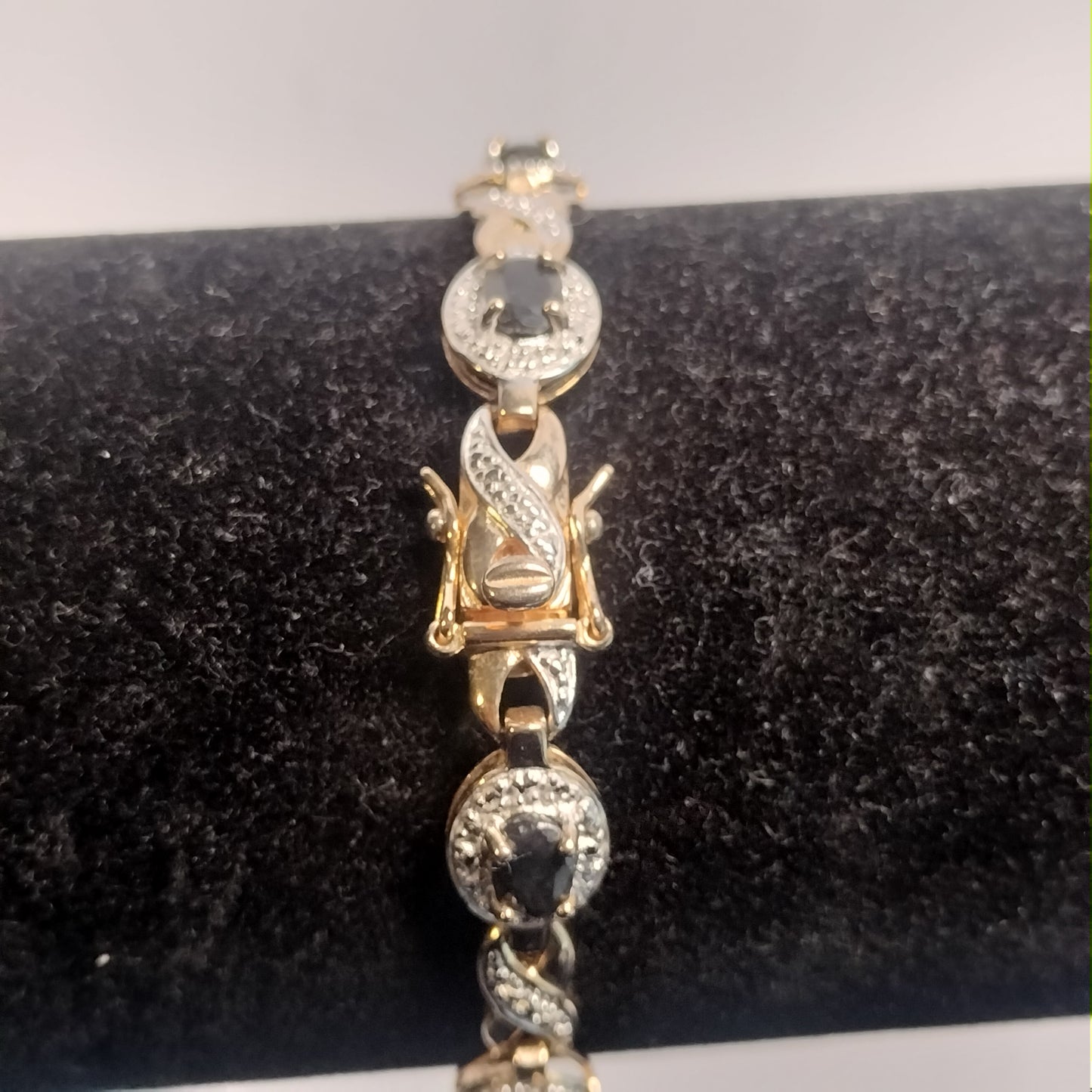 Sterling Silver Sapphire and Diamond Tennis Bracelet