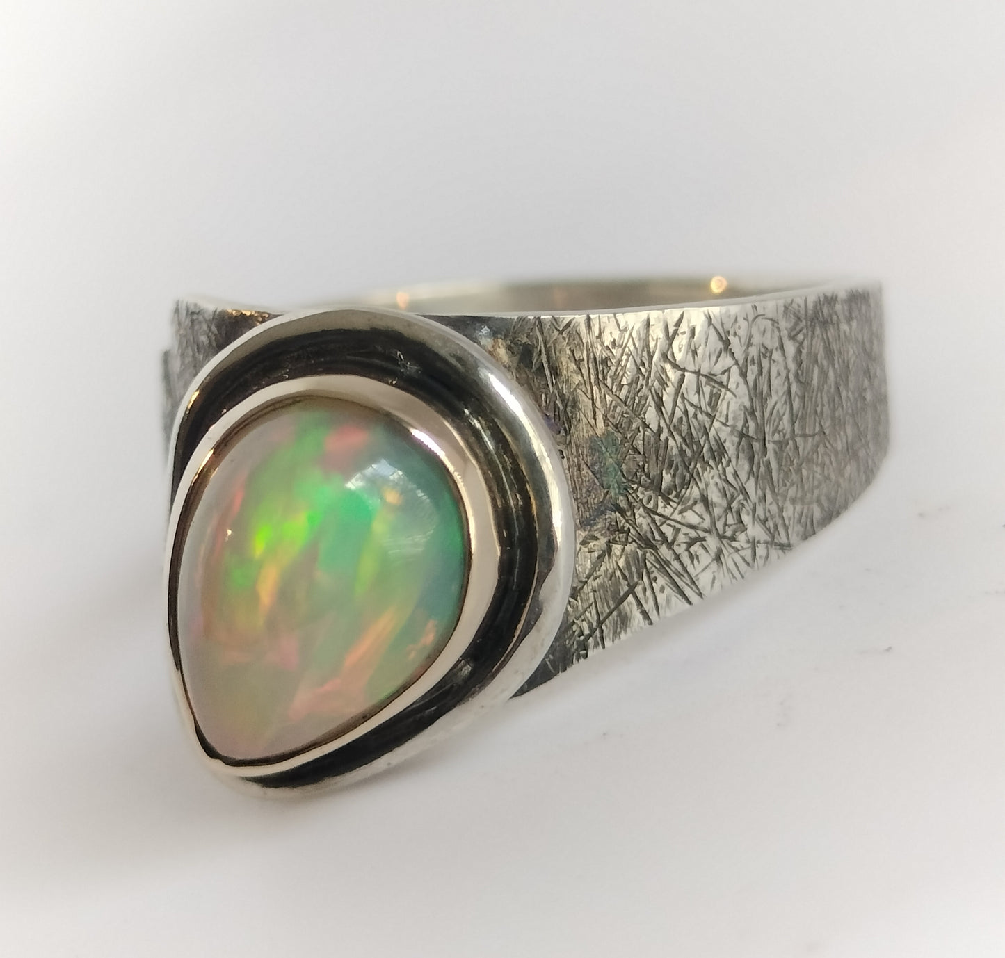 Sterling Silver and 14k Gold Opal ring